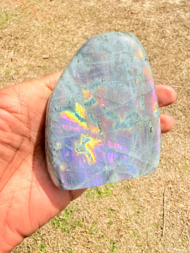 Labradorite Freeform Tower 3.5 Inch, Stunning Rainbow Flash