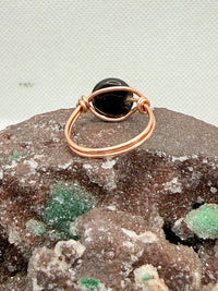 Black Obsidian Rainbow Sheen Copper or Tinned Copper Bead Ring