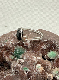 Black Obsidian Rainbow Sheen Copper or Tinned Copper Bead Ring