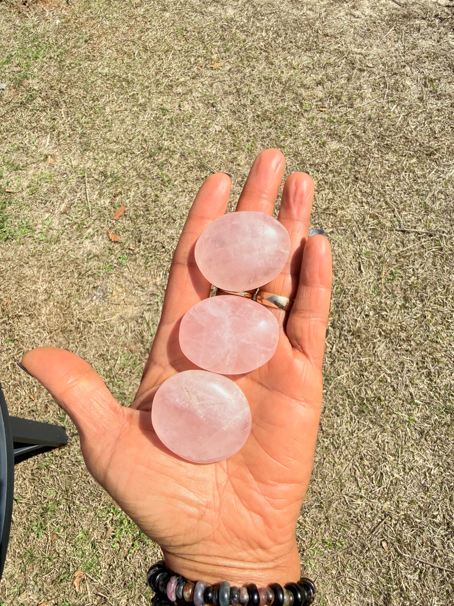 Rose Quartz  Palm Stone