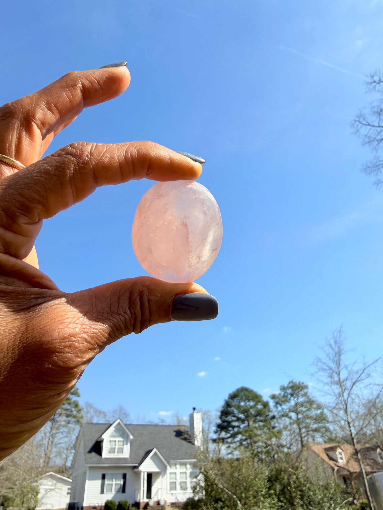 Rose Quartz  Palm Stone