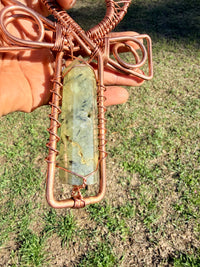 Prehnite Copper Crystal Handheld Ankh