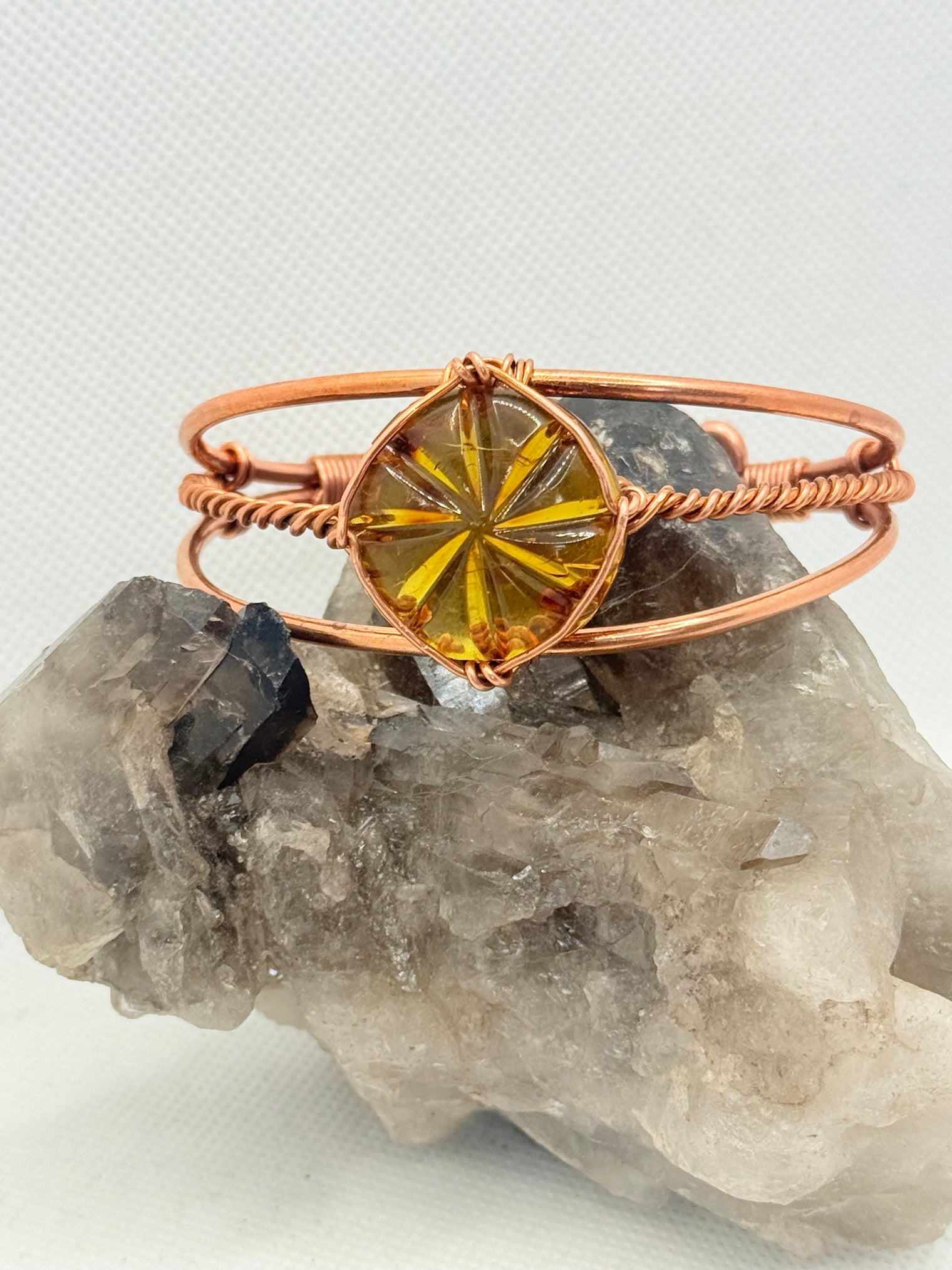 Amber Mexican Copper Wirewrapped Bracelet