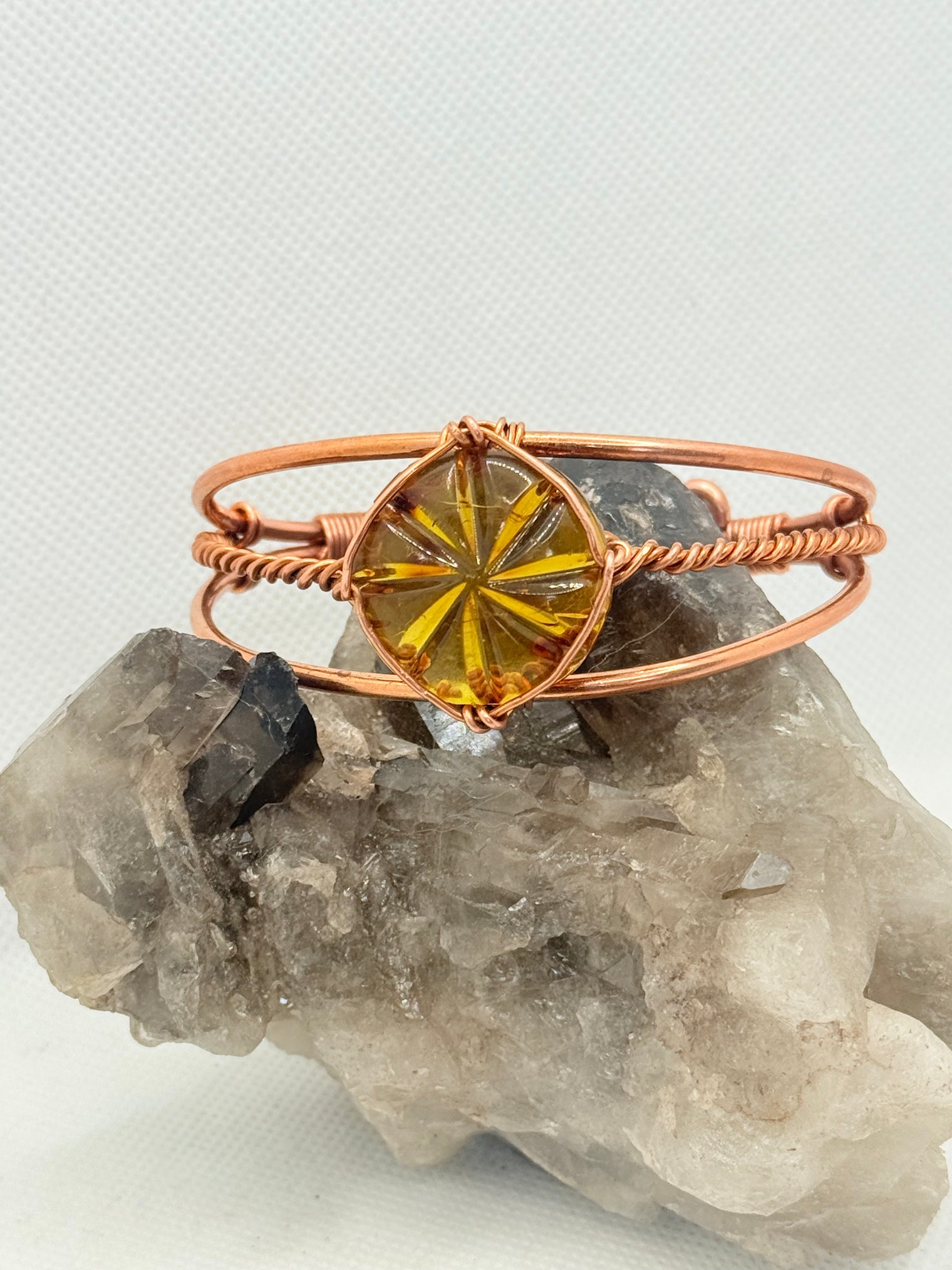 Amber Mexican Copper Wirewrapped Bracelet
