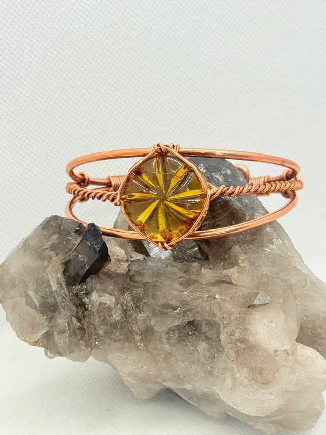 Amber Mexican Copper Wirewrapped Bracelet