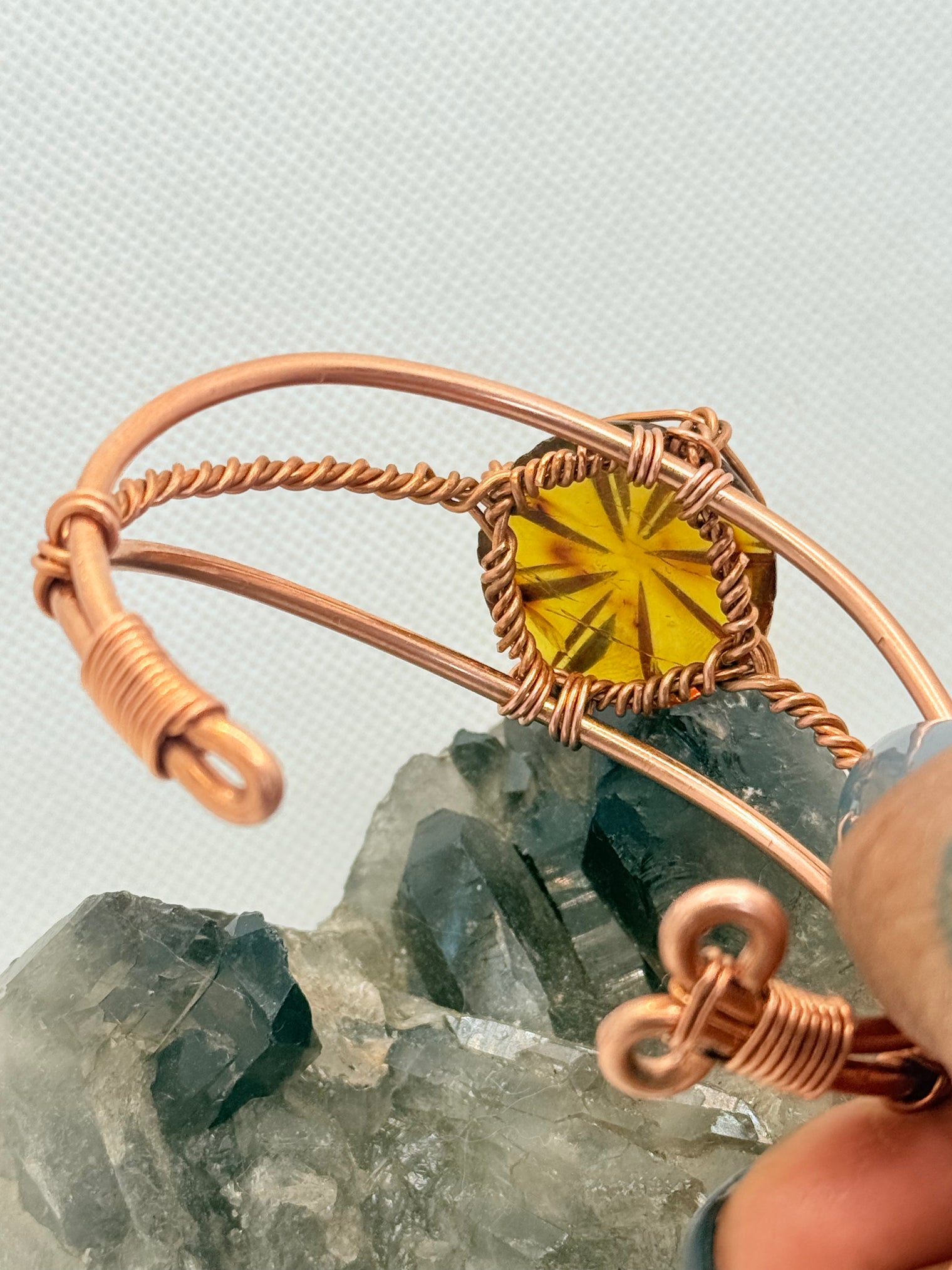 Amber Mexican Copper Wirewrapped Bracelet