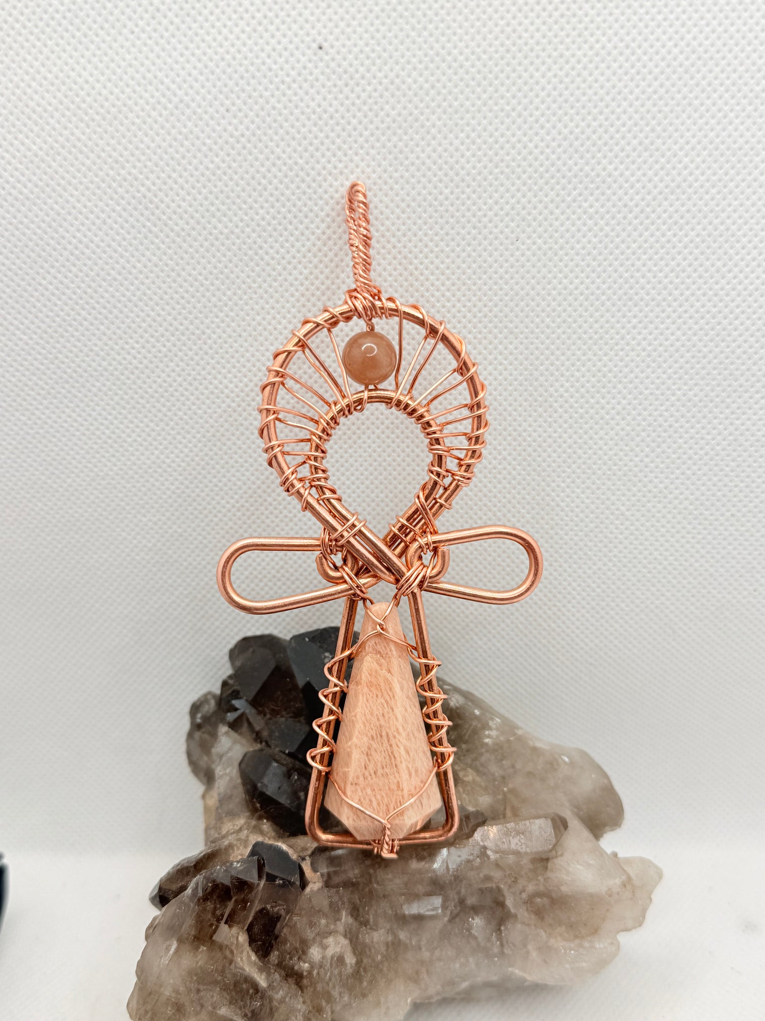 Moonstone Copper Ankh Wearable Pendant
