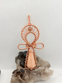 Moonstone Copper Ankh Wearable Pendant