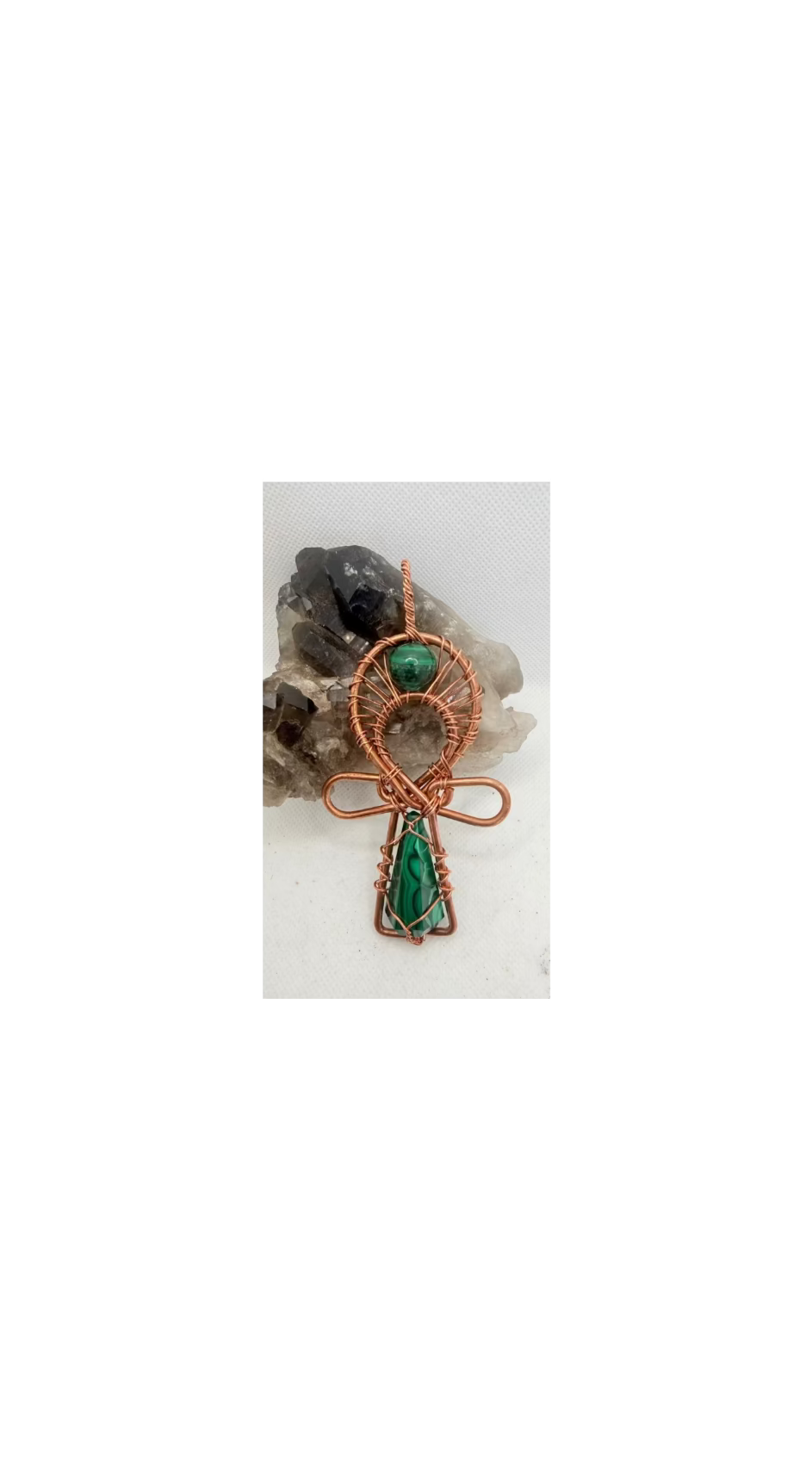 malachite crystal copper ankh