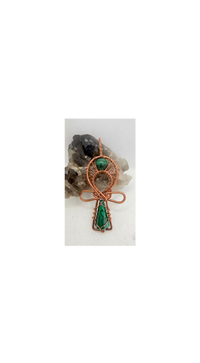 malachite crystal copper ankh