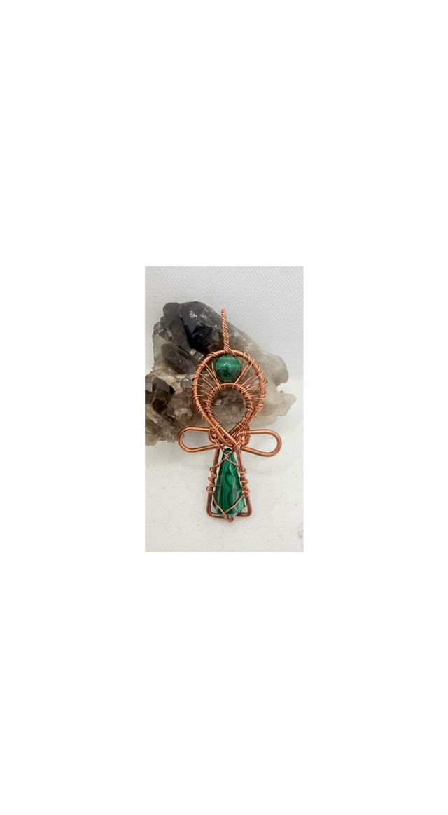 malachite crystal copper ankh