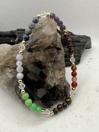 Chakra Anklet on Elastic Cord with Amethyst, Sodalite, Blue Lace Agate, Chrysoprase, Tiger Eye, Carnelian, Garnet or Red Jasper