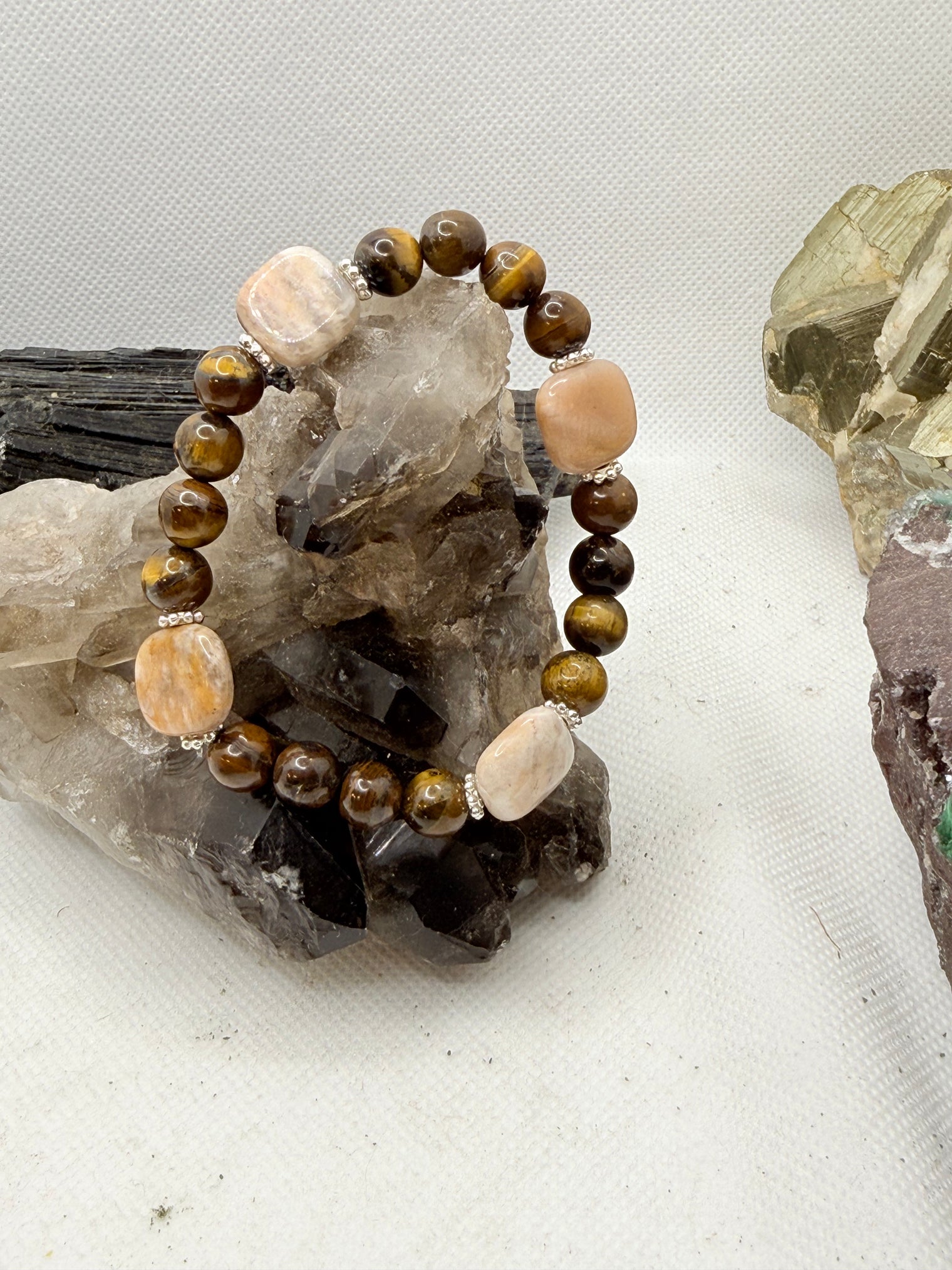 Tiger Eye and Pink Moonstone “Scorpio Full Moon 2026” Stretchy Bracelet