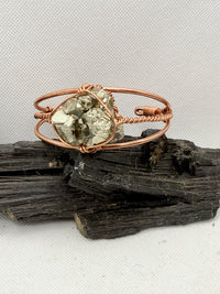 Pyrite Cluster Copper Wirewrapped Bracelet