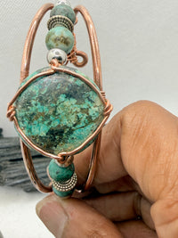 African Turquoise “Round” Wirewrapped Copper Bracelet