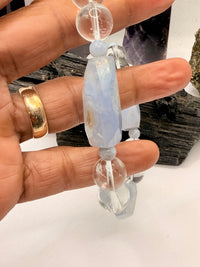 Blue Lace Agate with Clear Quartz Necklace 18 inch
