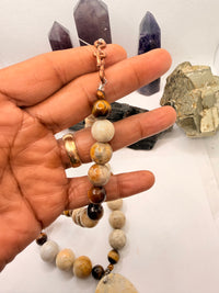 Tiger Eye and Fossil Coral Necklace and Fossil Coral Pendant ~ 20 Inches