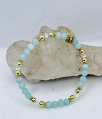 Amazonite Stretchy Bracelet with Swarovski Crystals
