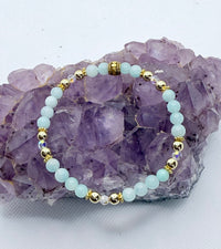 Amazonite Stretchy Bracelet with Swarovski Crystals