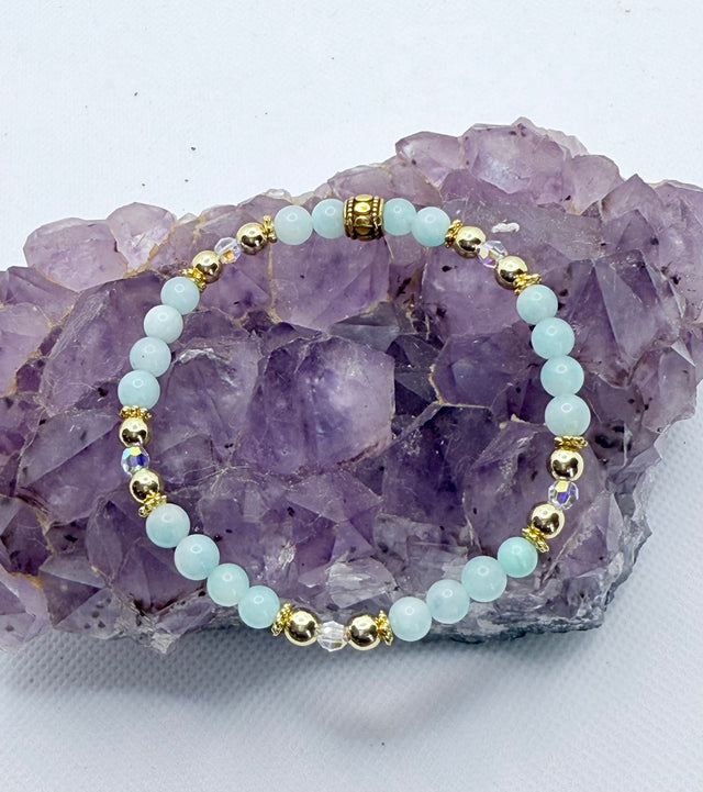 Amazonite Stretchy Bracelet with Swarovski Crystals