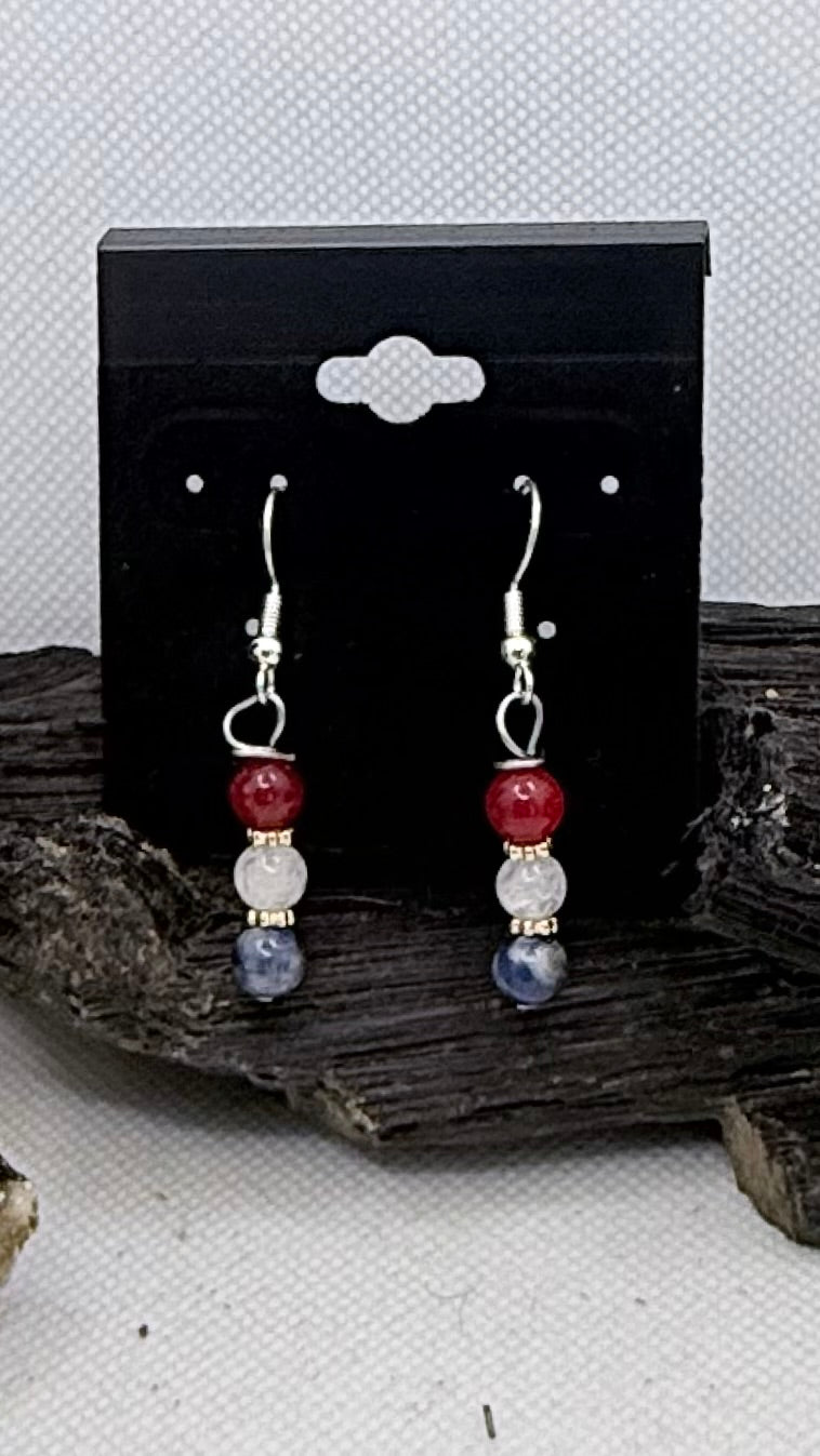 Patriotic Red, White and Blue Earrings