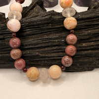 Rhodonite, Garnet, Rose Quartz, Pink Peruvian Opal Necklace~15 Inches