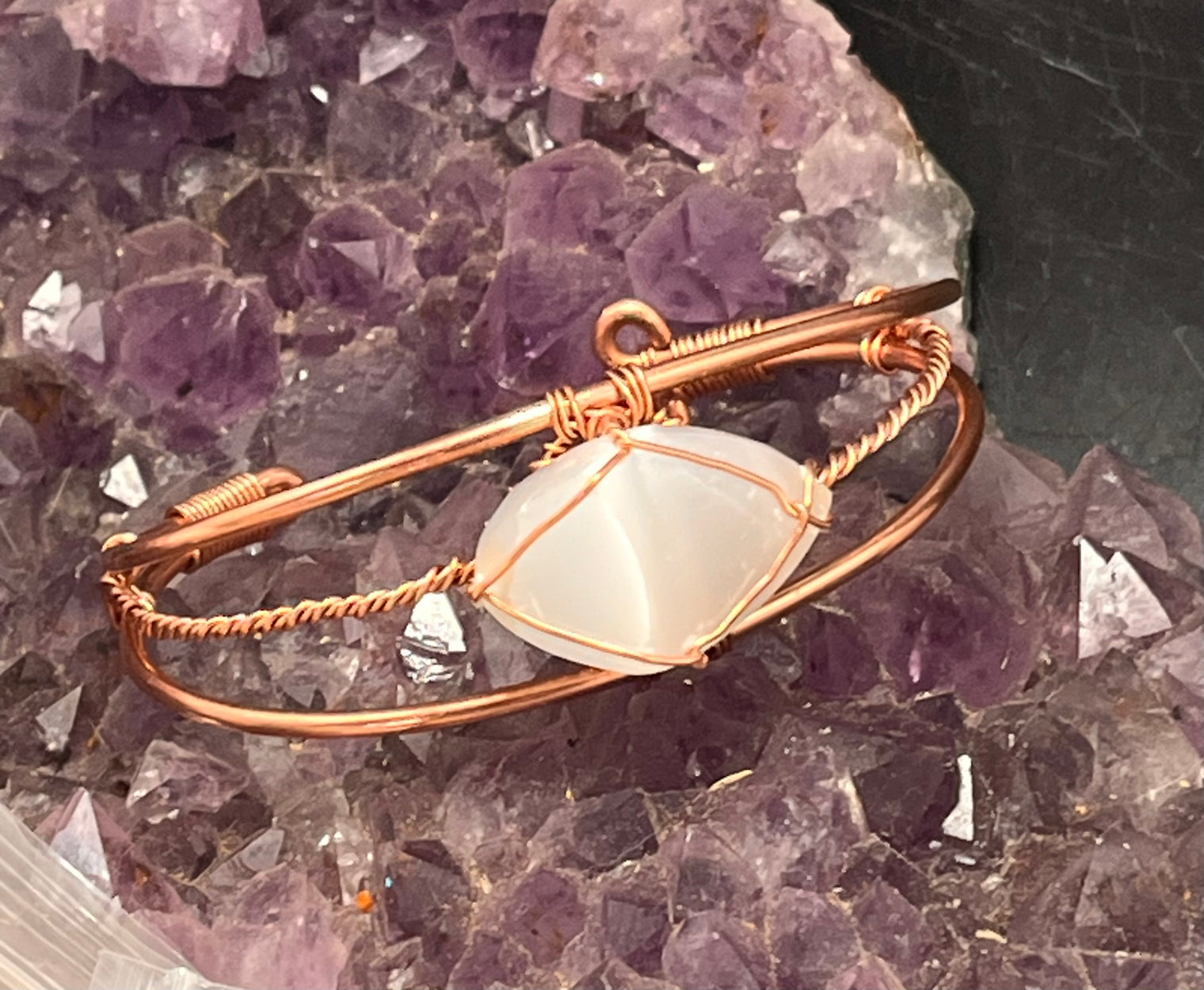Selenite  Wirewrapped Copper Bracelet