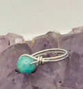 amazonite ring on tinned copper wire hand made
