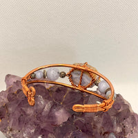 blue lace agate copper wire wrapped bracelet