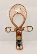 chakra stone copper ankh with crystal quartz gallet