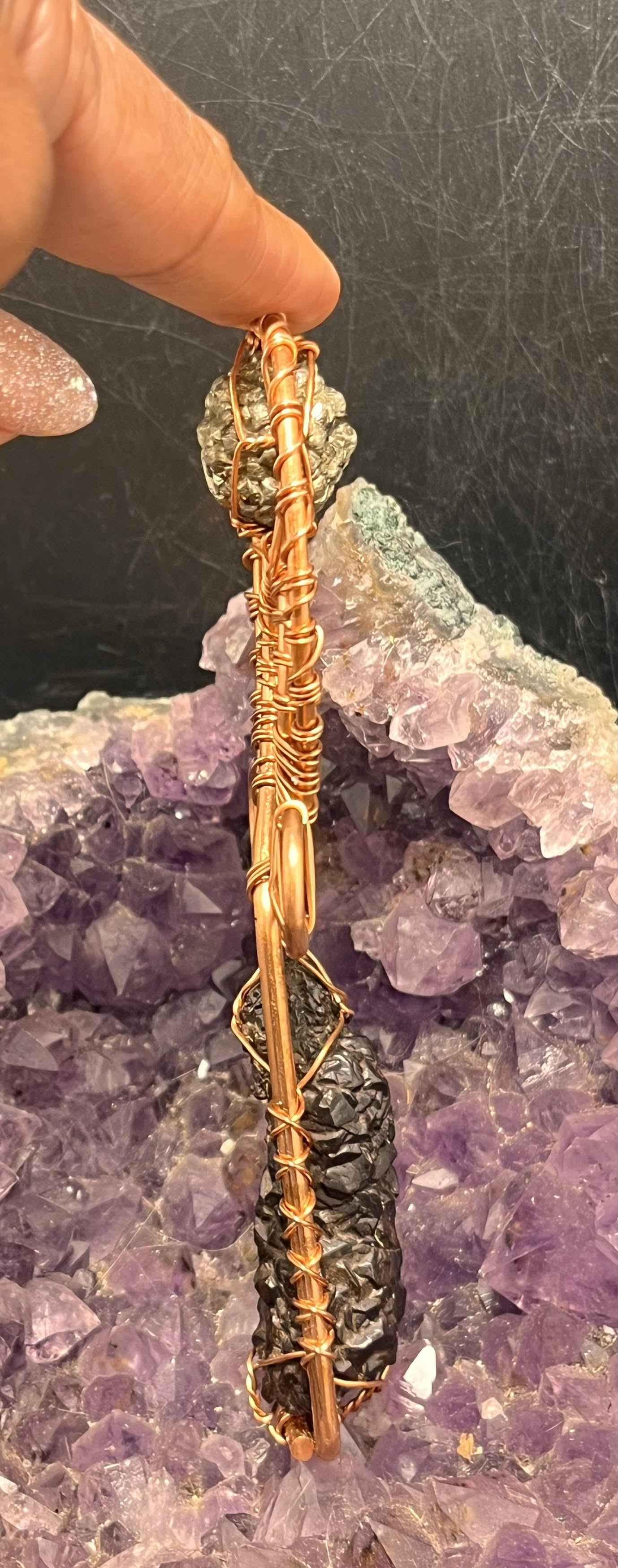 prophecy stone with golden prophecy stone marcasite pyrite copper crystal ankh