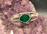 Malachite on Sterling Silver Cuff Bracelet Wire wrapped Handmade