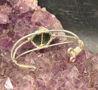 Malachite on Sterling Silver Cuff Bracelet Wire wrapped Handmade