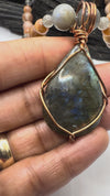 Labradorite and Peach Moonstone Necklace and Labradorite Pendant ~ 18 Inches
