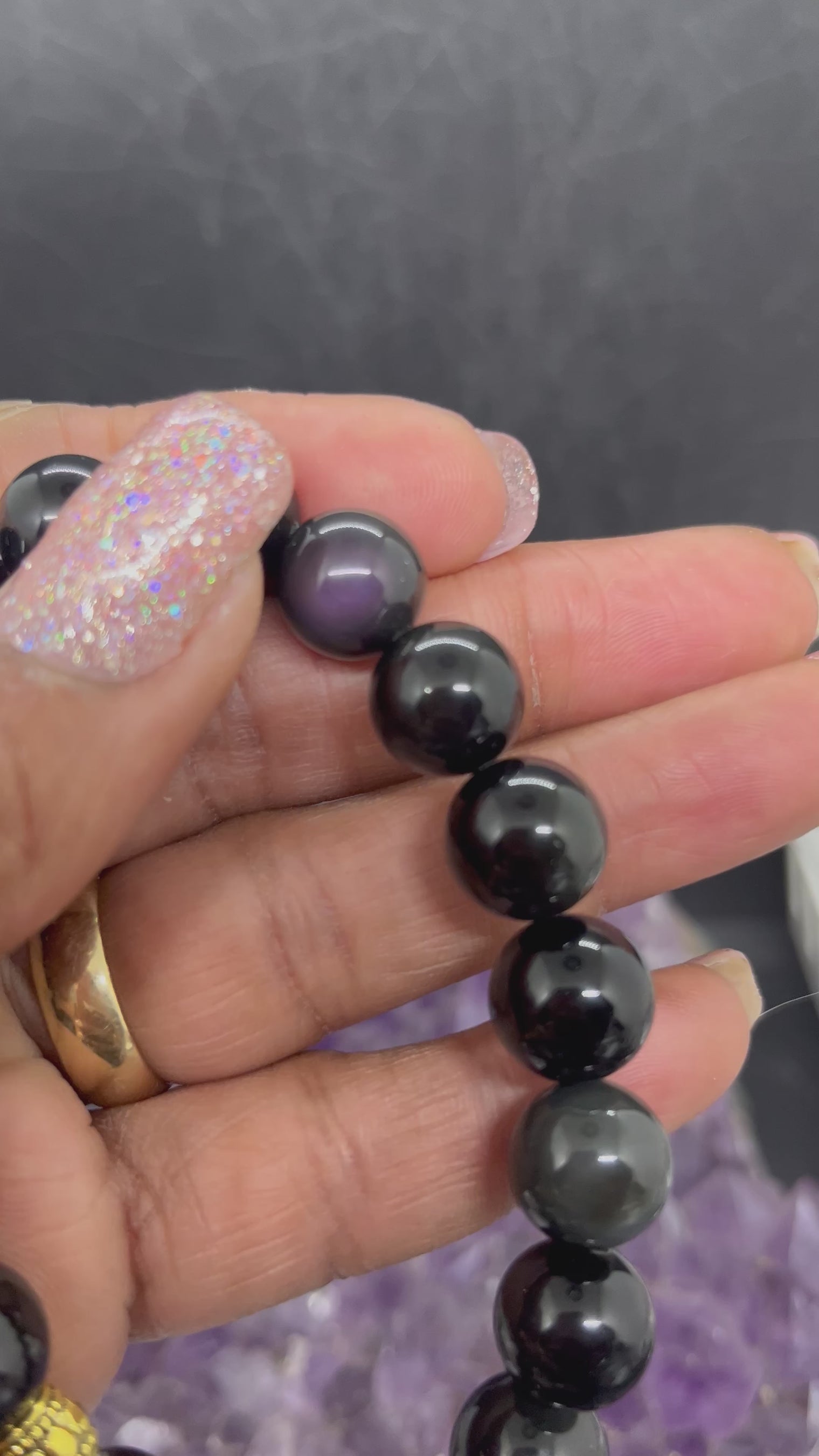 Black Obsidian 12mm Stretchy Bracelet
