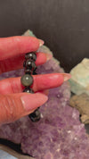 Black Obsidian Stretchy Bracelet with Pyrite Skulls