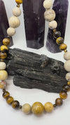 Tiger Eye and Fossil Coral Necklace~18 Inches