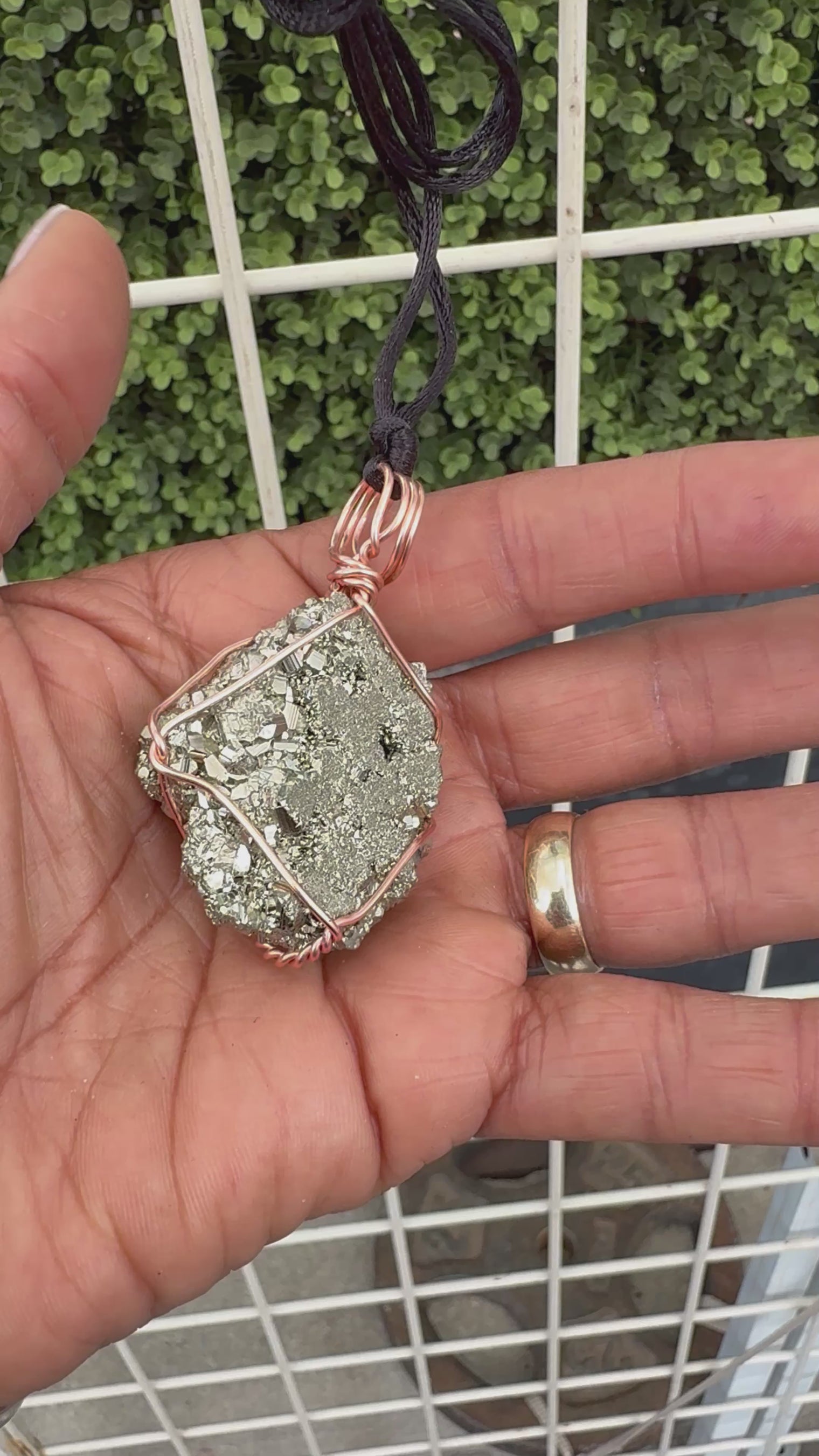 Pyrite Cluster Copper Pendant