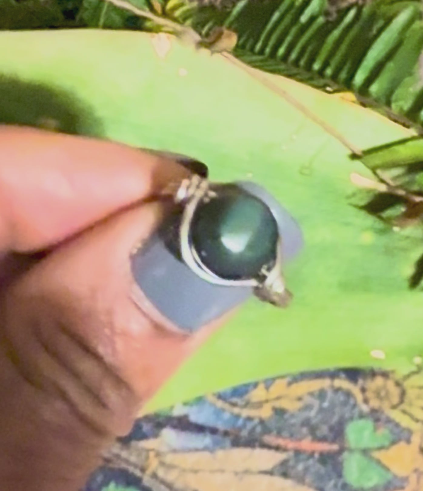 Black Obsidian Rainbow Sheen Copper or Tinned Copper Bead Ring