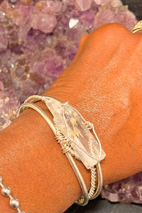 Aquamarine Crystal on Sterling Silver Wirewrapped Bracelet