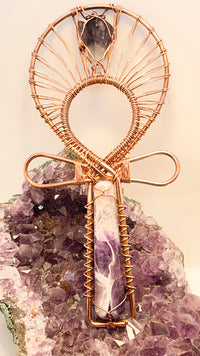 Amethyst Crystal Handheld Copper Ankh