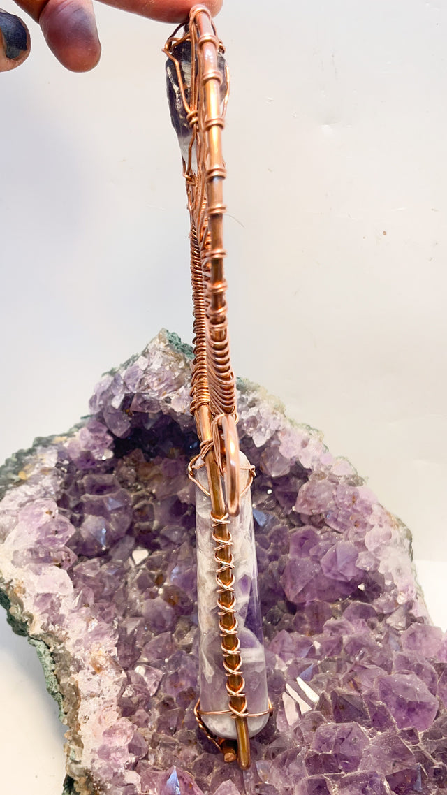 Amethyst Crystal Handheld Copper Ankh