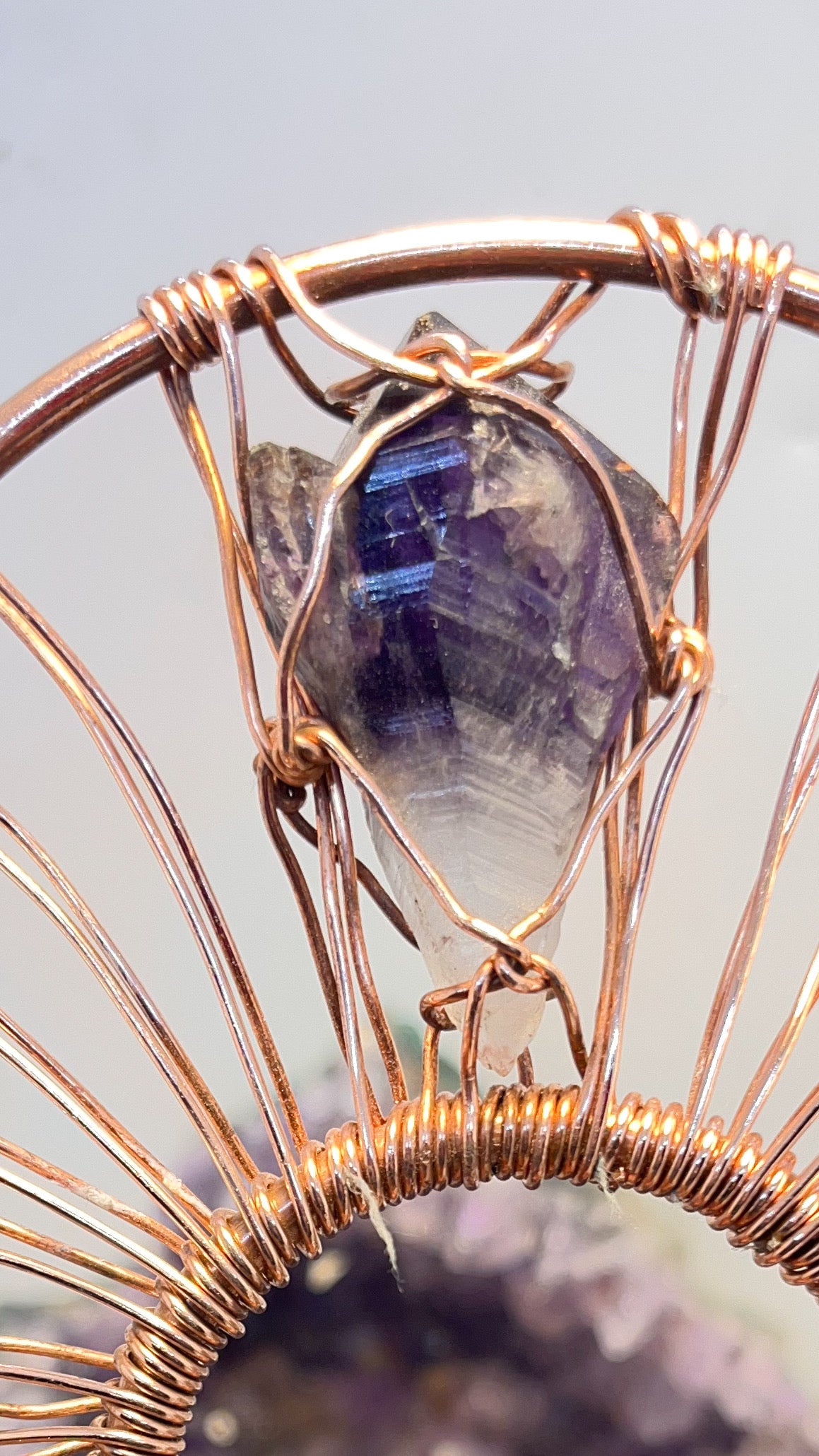 Amethyst Crystal Handheld Copper Ankh