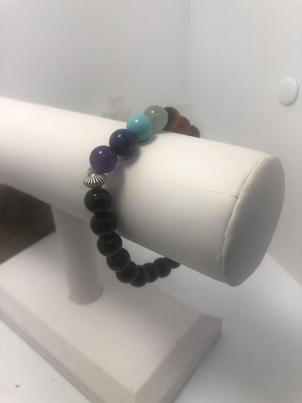 Black Tourmaline Chakra Stretchy Bracelet - Infinite Treasures, LLC
