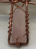 Rose Quartz Copper Egyptian Kemetic Coptic Cross Ankh Wirewrapped Wearable Pendant Necklace - Infinite Treasures, LLC