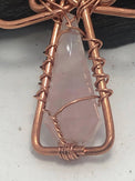 Rose Quartz Vogel Shaped Copper Ankh 4 1/2 x 2 1/2 inch Egyptian Kemetic Ankh Pendant Necklace - Infinite Treasures, LLC