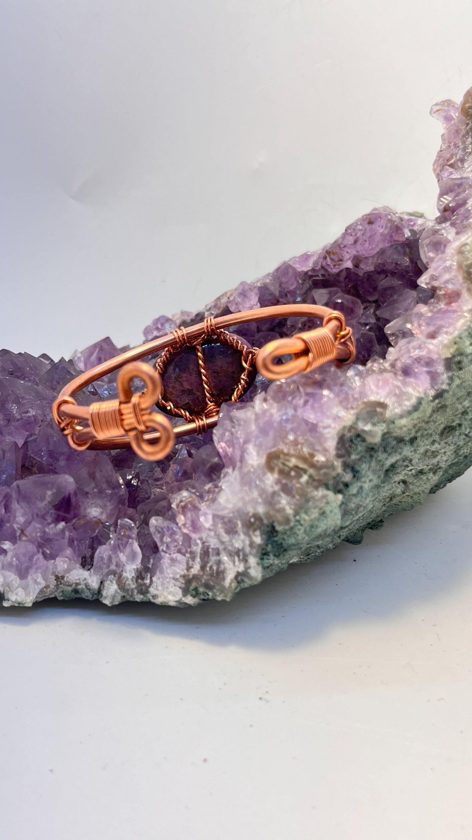 Ruby Crystal Copper Bracelet Wirewrapped - Infinite Treasures, LLC