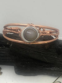 Sardonyx Bulls Eye Evil Eye Crystal Copper Bracelet Wire wrapped Handmade - Infinite Treasures, LLC